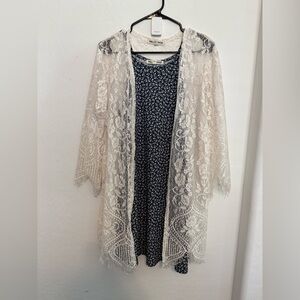 Chic Lace Overlay with Floral Dress